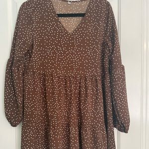 Brown and white polka dot dress